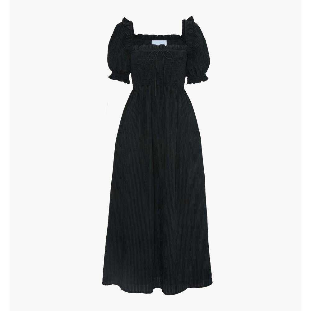 Hill House Home The Scarlett Nap Dress - Black Tonal Seersucker, Small NWT